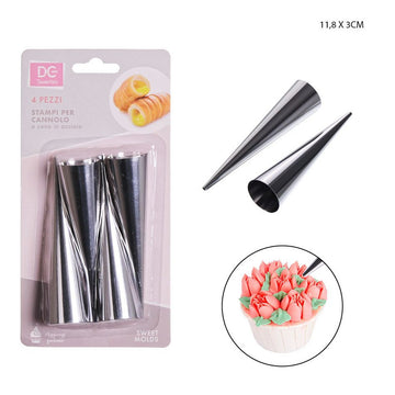 Dc - Stampo Cannolo Cono Inox 11.8X3Cm 4Pz