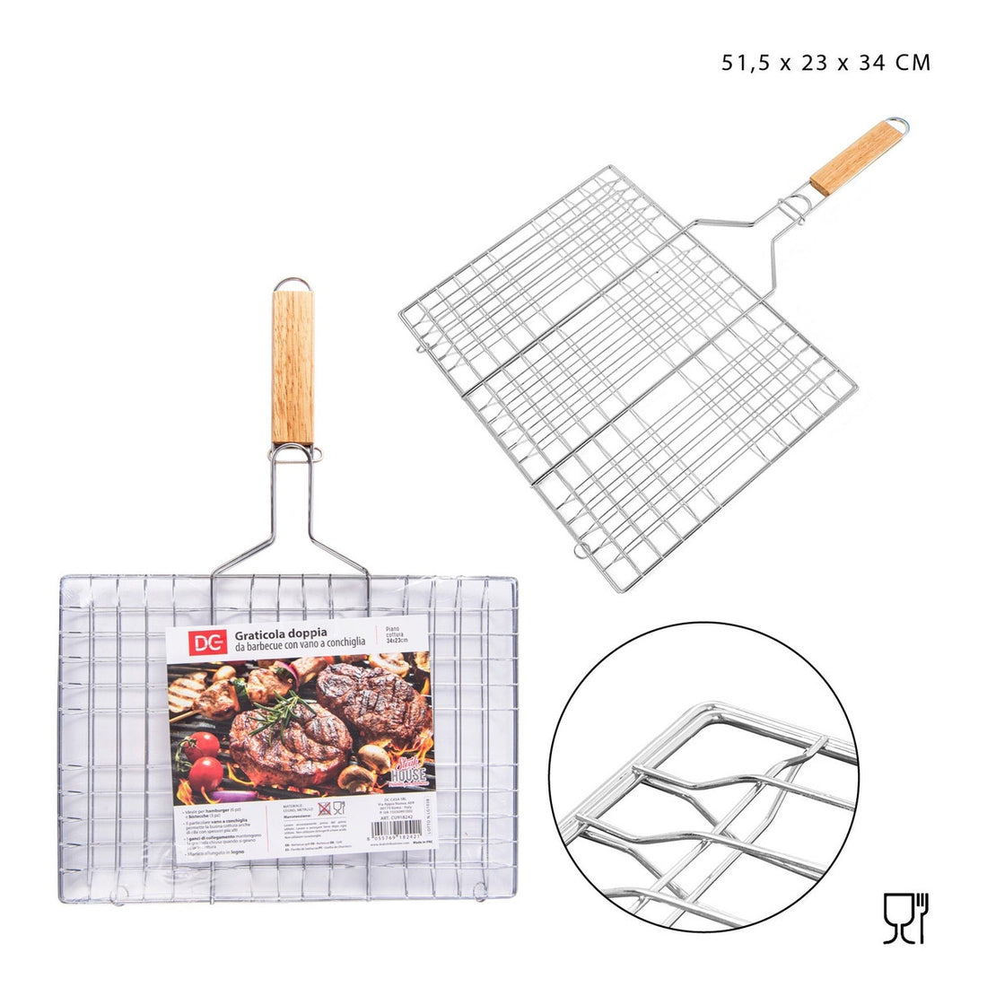 Dc - Griglia Barbecue M/Legno 51.5X23X34Cm