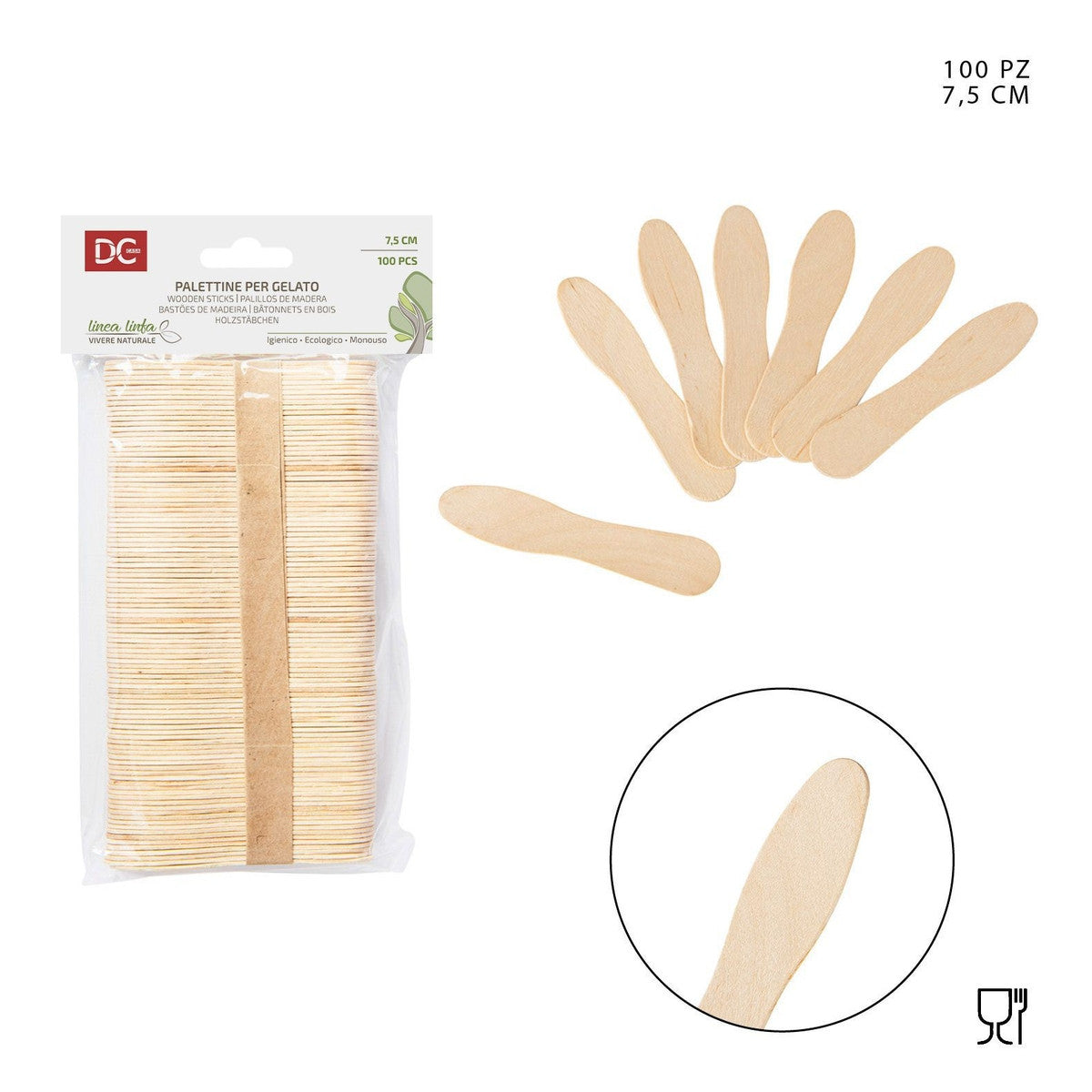 Dc - Palettine Legno Gelato 7.5Cm 100Pz