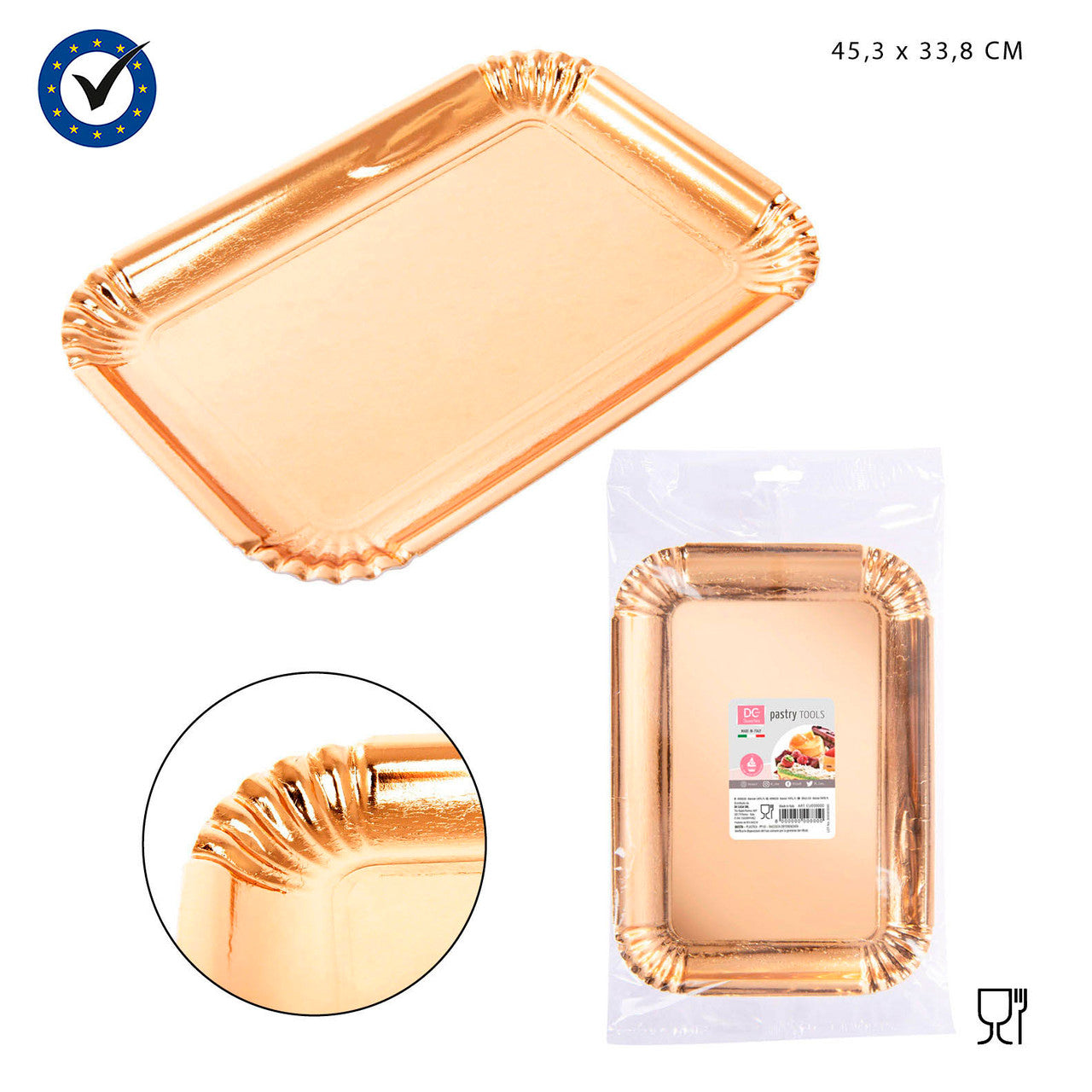 Dc - Vassoio Rettangolare Oro 46X34 Cm