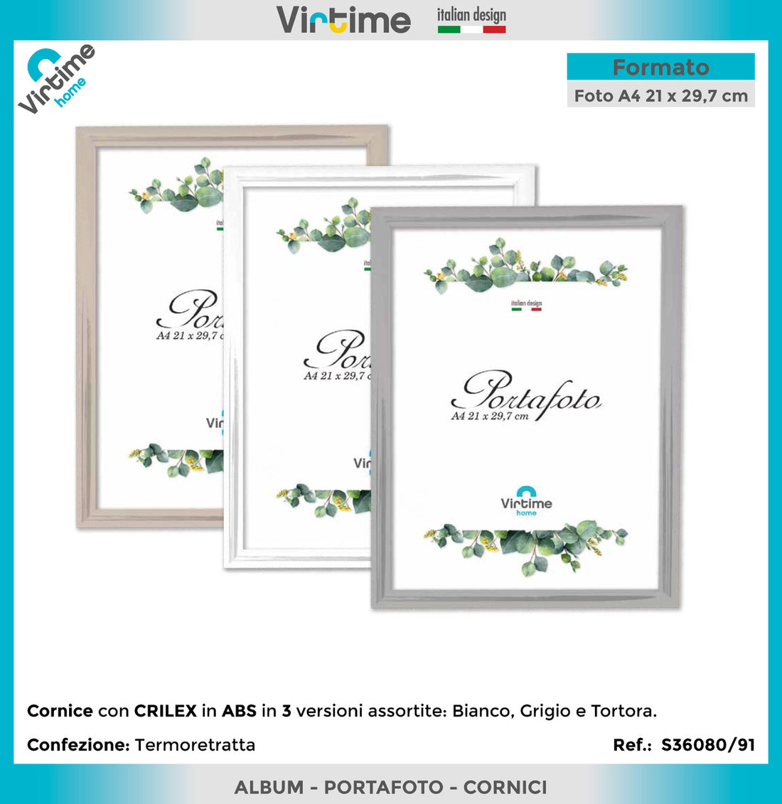 Virtime - PortaFoto Abs 21X30Cm Urban 3 Colori Assortiti