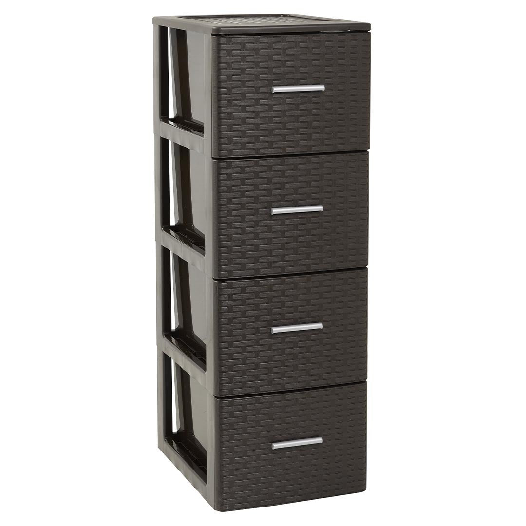 PlasticForte® - Cassettiera Volga 4 Cassetti Rattan Wengue