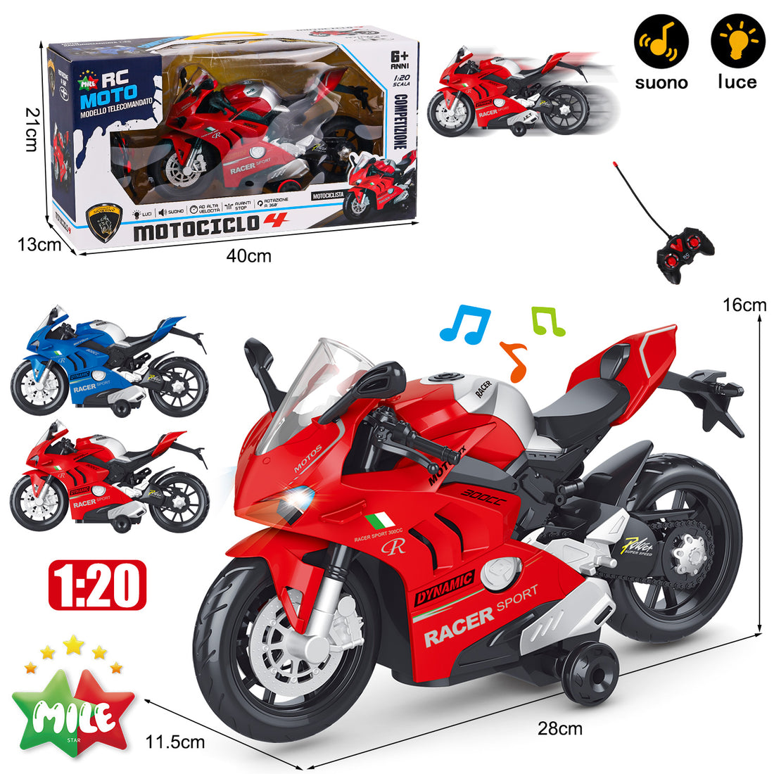 Mile Moto Telecomandata Con 2 Canali Scala 1 20