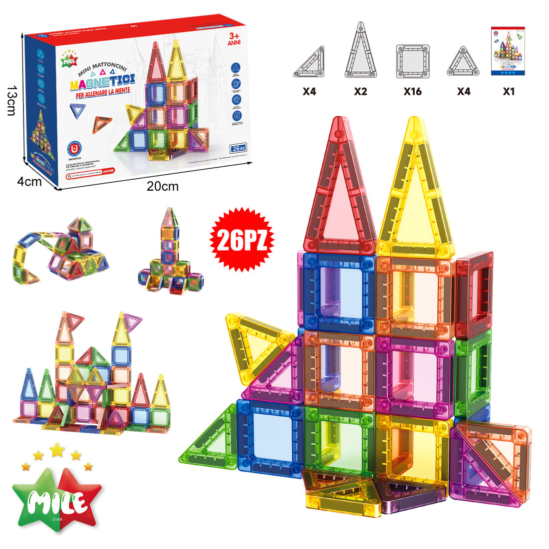Mile Tessere Multicolore Magnetici 26Pz