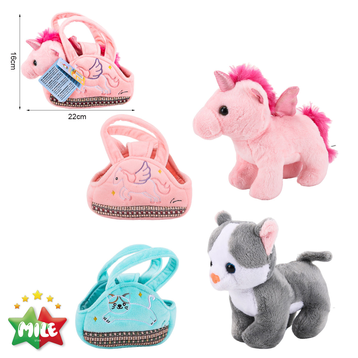 MILE BORSA CON UNICORNO E CAGNOLINO MISTA