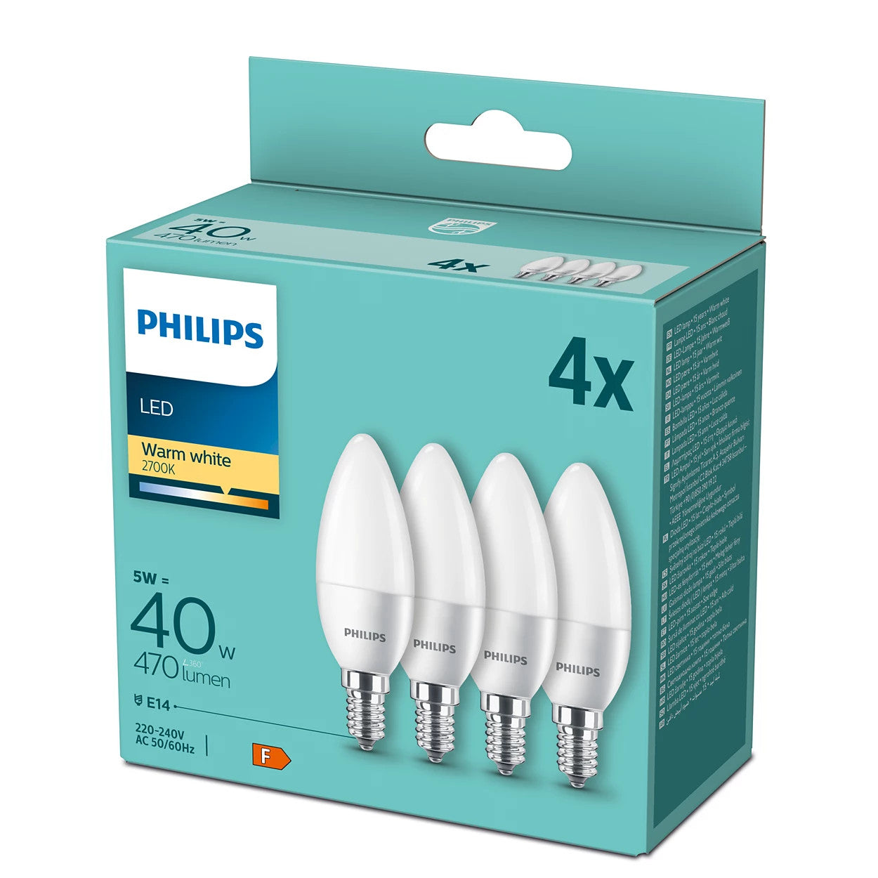 Philips - Dis Led Candle Bulb 40W E14 2700K 4pcs