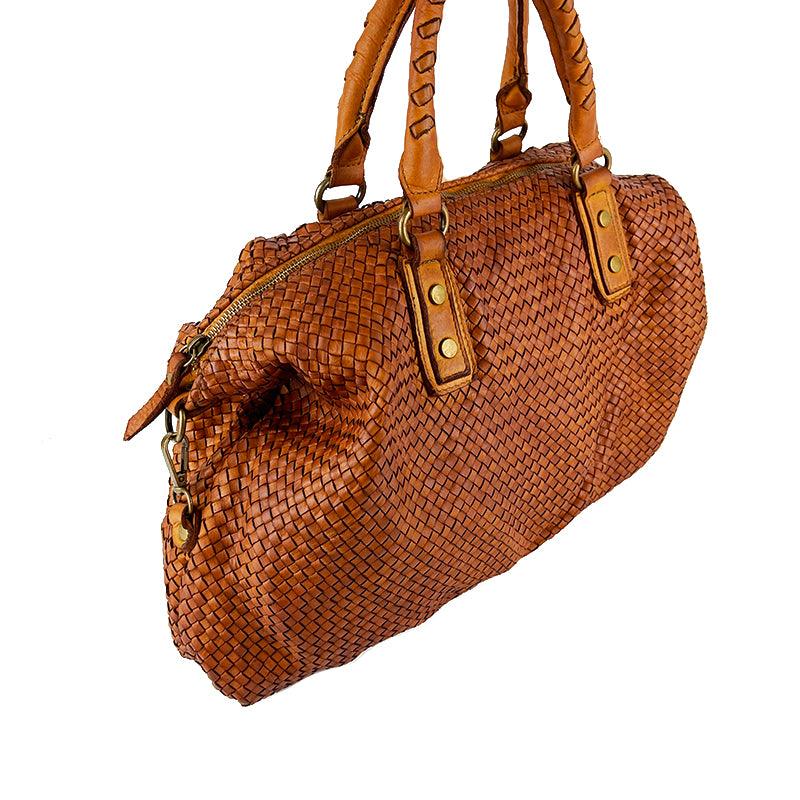 Ava - Borsa a Mano in Pelle Intrecciata Vintage - FrasiBags