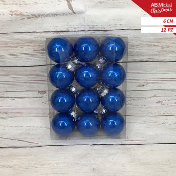 Ab.M Palline Glitter Cm.6 Pz.12 Blu